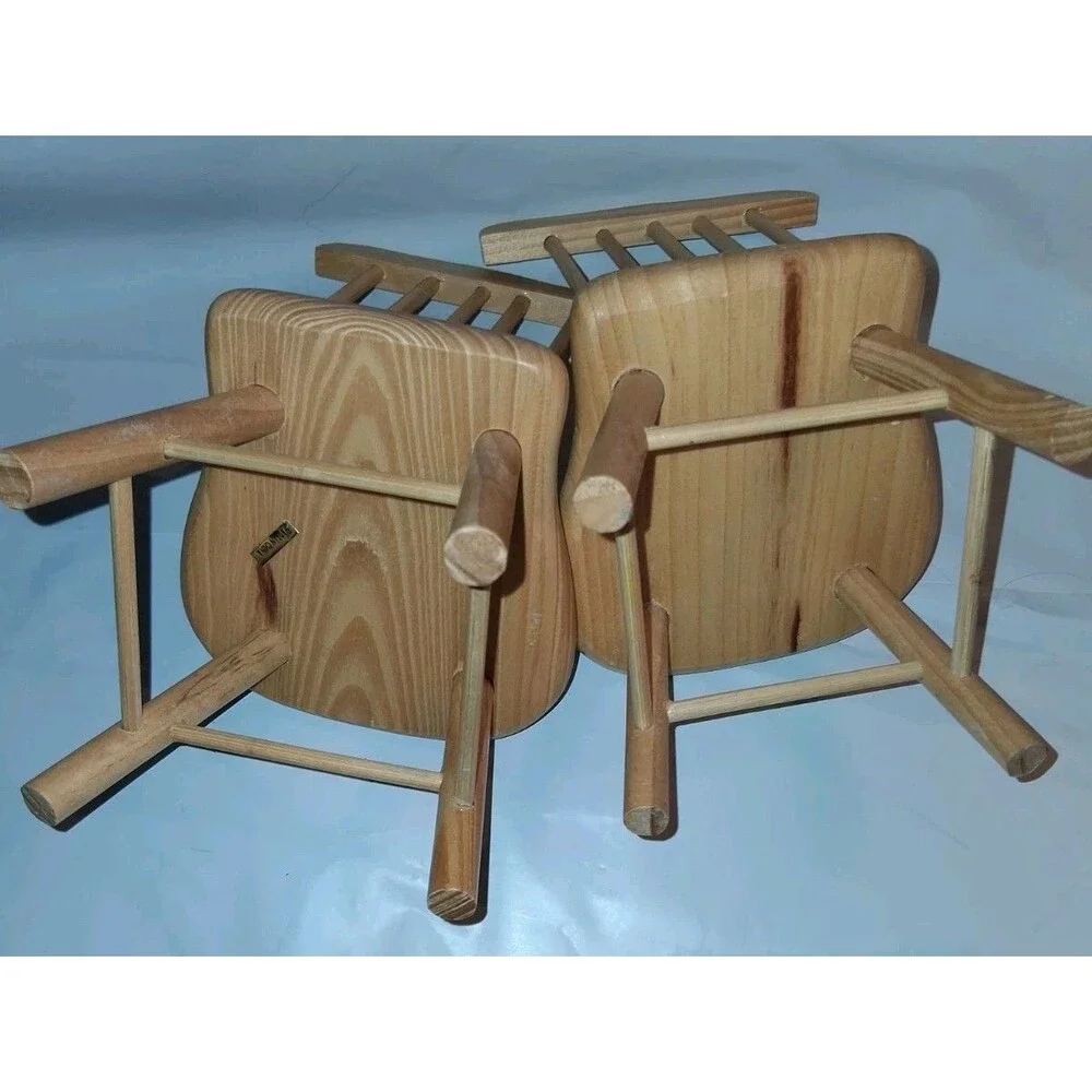 Light Oak‎ Dollhouse Chairs 2 Miniature Child Play Small Kitchen